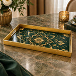 Ramadan & Eid al-Fitr Plastic Serving Tray – Emerald Lotus Bloom - MintiHome