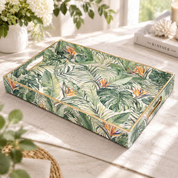 Daily Decorative Plastic Serving Tray – Bird Of Paradise Foliage - MintiHome