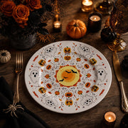 Full Moon Pumpkin Ghost Decorative Plastic Plate – Vine Scroll - MintiHome