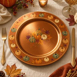 Thanksgiving Charger Plate with Rich Terracotta Finish - MintiHome