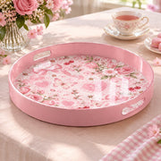Valentine's Day Plastic Serving Tray – Bows and Cherries - MintiHome