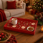 Christmas Santa Reindeer Serving Tray – Red Christmas Platter - MintiHome