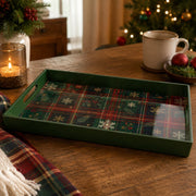 Christmas Plaid Plastic Serving Tray – Holly Snowflake Holiday - MintiHome