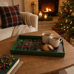 Christmas Plaid Plastic Serving Tray – Holly Snowflake Holiday - MintiHome
