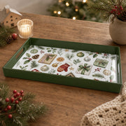 Green Christmas Ornament Bow Plastic Serving Tray with Mitten - MintiHome