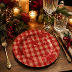 Red Gingham and Star Christmas Charger Plate for Farmhouse Table - MintiHome