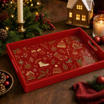 Red Christmas Serving Tray – Mittens Stockings Sled Ornaments - MintiHome