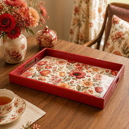 Tulip Poppy Floral Plastic Serving Tray – Cottage Bloom - MintiHome