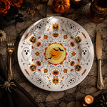 Full Moon Pumpkin Ghost Decorative Plastic Plate – Vine Scroll - MintiHome