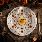 Full Moon Pumpkin Ghost Decorative Plastic Plate – Vine Scroll - MintiHome