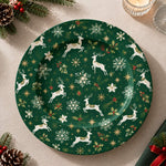 Christmas Decorative Charger Plate – Gilded Reindeer full-print plastic serving tray shown in a product view.