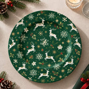 Christmas Decorative Charger Plate – Gilded Reindeer full-print plastic serving tray shown in a product view.