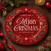 Christmas Decorative Charger Plate – Gold Garland Wreath - MintiHome