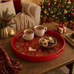 Red Christmas Serving Tray – Mittens Stockings Sled Ornaments - MintiHome