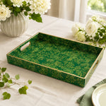Emerald Gold Bloom Plastic Serving Tray – Full Print Border - MintiHome