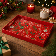 Red Christmas Serving Tray – Ornaments Holly Candy Cane - MintiHome