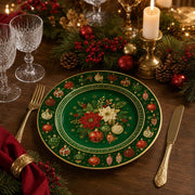 Green Poinsettia Christmas Charger Plate – Gold Ornaments - MintiHome
