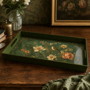 Vintage Bird and Floral Serving Tray – Green Botanical Design - MintiHome