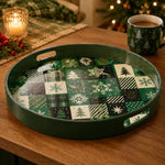 Christmas Patchwork Plastic Serving Tray – Tree Snowflake Plaid - MintiHome