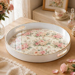 Cream Pink Rose Watercolor Wedding Plastic Serving Tray Rectangular - MintiHome