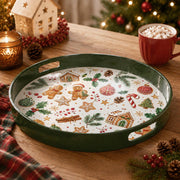 Gingerbread House Christmas Plastic Serving Tray with Star - MintiHome