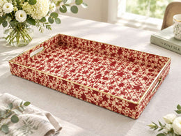Christmas Decorative Plastic Serving Tray – Cream Star Confetti full-print plastic serving tray shown in a product view.