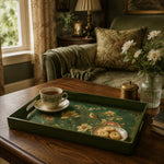 Vintage Bird and Floral Serving Tray – Green Botanical Design - MintiHome