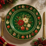 Green Poinsettia Christmas Charger Plate – Gold Ornaments - MintiHome
