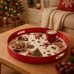 Christmas Vintage Santa Serving Tray – Red Rim Holiday Platter - MintiHome