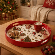 Christmas Vintage Santa Serving Tray – Red Rim Holiday Platter - MintiHome