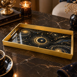 Ramadan & Eid al-Fitr Plastic Serving Tray – Celestial Crescent Galaxy - MintiHome