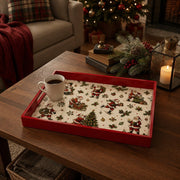Christmas Vintage Santa Serving Tray – Red Rim Holiday Platter - MintiHome