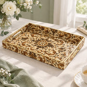 Ramadan Decorative Plastic Serving Tray – Amber Acanthus Damask full-print plastic serving tray shown in a product view.