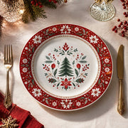 Christmas Tree Poinsettia Charger Plate with Tulip Border - MintiHome