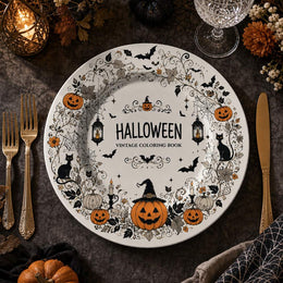 Halloween Coloring Book Decorative Plastic Plate – Lantern Witch - MintiHome