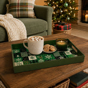 Christmas Patchwork Plastic Serving Tray – Tree Snowflake Plaid - MintiHome