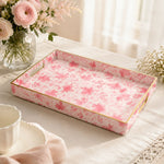 Pink Maple Leaf Serving Tray - Watercolor Wedding Decor - MintiHome