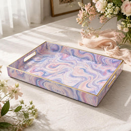 Daily Decorative Plastic Serving Tray – Pastel Lavender Marble - MintiHome