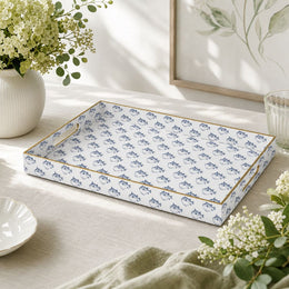 Ocean Fish Light Blue Plastic Serving Tray - Seashell Motif - MintiHome