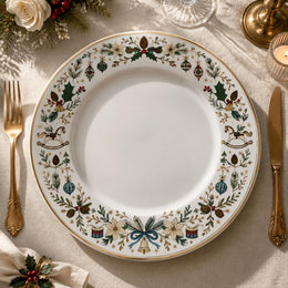 Christmas Plastic Plate – Vintage Tree Bell Ornament Border - MintiHome