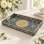 Ramadan Decorative Plastic Serving Tray – Calligraphy Oval Reserve full-print plastic serving tray shown in a product view.