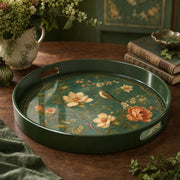 Vintage Bird and Floral Serving Tray – Green Botanical Design - MintiHome