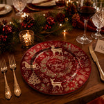 Christmas Calligraphy and Sleigh Decorative Plate – Red Holiday - MintiHome
