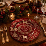 Christmas Calligraphy and Sleigh Decorative Plate – Red Holiday - MintiHome