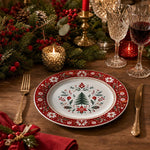 Christmas Tree Poinsettia Charger Plate with Tulip Border - MintiHome