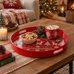 Christmas Decorative Serving Tray – Fair Isle Reindeer Row plastic serving tray shown in a round styled scene.