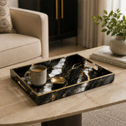 New Year Marble Plastic Tray – Black and Gold Veins - MintiHome
