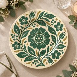 Daily Decorative Charger Plate – Emerald Rosette Blossom - MintiHome