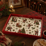 Christmas Vintage Santa Serving Tray – Red Rim Holiday Platter - MintiHome