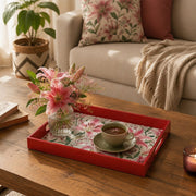 Pink Lily Floral Plastic Serving Tray – Soft Bloom - MintiHome